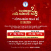 THÔNG BÁO LỊCH NGHỈ LỄ QUỐC KHÁNH 02/9/2024